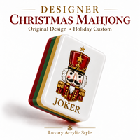 Ensemble de Mahjong Américain de Noël Personnalisé de Luxe Moderne, Tuiles Acryliques Gravées à 4 Couches, Designer Original, Fêtes, OEM ODM, 4 Joueurs