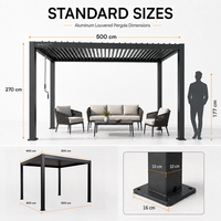 Pergola Aluminium Modern Tahan Cuaca dengan Pelindung Anti-UV, Berdiri Sendiri, Ramah Lingkungan & Tahan Lama