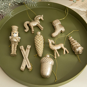 Décorations <span class=keywords><strong>de</strong></span> Noël, ornements dorés pour arbre <span class=keywords><strong>de</strong></span> Noël, cerf et poney, décoration d'arbre <span class=keywords><strong>de</strong></span> Noël créative, nouveau style nordique - Product Image 1