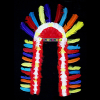 Coiffe en plumes indiennes, chapeau de tambour africain, coiffe sauvage indigène, accessoires de scène pour Halloween