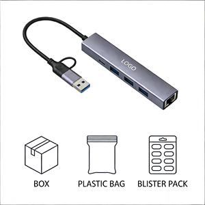 Multiport 4-Port Type-C USB3.2 Gen1 <strong>Docking</strong> <strong>Station</strong> With RJ45 Network Hub In Stock - Product Image 6