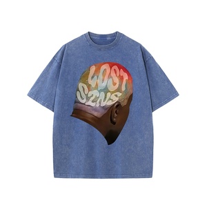 เสื้อยืดผ้าฝ้าย100% ฟอกสีอ่อนสไตล์ฮิปฮอปสตรีทสูงเสื้อเชิ้ตแขนสั้นโอเวอร์ไซส์พิมพ์ลายสีทึบตรง - Product Image 5