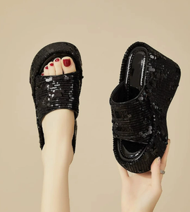 UP-0671D Casual Slippers <strong>Wedge</strong> Heel Sandals <strong>Summer</strong> Heeled Platform <strong>Shoes</strong> for Ladies - Product Image 2