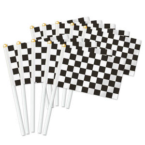 Индивидуальная клетчатая черно-белая гоночная палка, флаги, цифровая печать, полиэфирные Маленькие Ручные декоративные флаги для вечеринки - Product Image 1