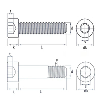 Vis à tête cylindrique moletée en acier inoxydable 304 DIN912 M4-M12, vis métriques à six pans creux, vis de machine