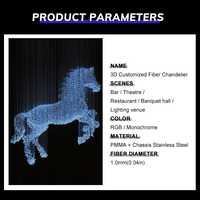 Lampe suspendue LED personnalisée en forme de cheval pour projets commerciaux de restauration, en fibre optique PMMA, pour hôtels, restaurants, entreprises et manoirs