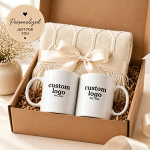 Custom Logo Personalized Glass Mug Gift Box Set with Knitted Blanket Low MOQ for Holiday &amp; Wedding <strong>Presents</strong> - Product Image 2