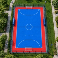 Dalles de sol modulaires plates et solides en PP 25x25cm pour terrains de futsal, idéales pour les terrains de football intérieurs portables