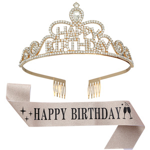 Diadema <span class=keywords><strong>de</strong></span> corona para fiesta <span class=keywords><strong>de</strong></span> <span class=keywords><strong>cumpleaños</strong></span>, tocado <span class=keywords><strong>de</strong></span> cristal, accesorio para el cabello, cinta <span class=keywords><strong>de</strong></span> <span class=keywords><strong>tela</strong></span> <span class=keywords><strong>de</strong></span> cebolla dorada, corona <span class=keywords><strong>de</strong></span> <span class=keywords><strong>cumpleaños</strong></span> - Product Image 4