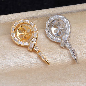 DIY Accessory Loose Pearl <b>Snake</b> Pendant S925 Silver 5812 Empty Setting with 9-10 Buckles Zodiac Year <b>Snake</b> Head Pendant - Product Image 2