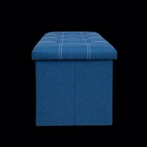 Modern Stool Living Room Furniture <b>Storage</b> Box Fabric Stainless Steel Bamboo Highest Quality Sample Available - Product Image 2
