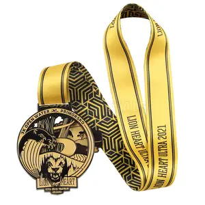 Hoge Kwaliteit Custom 3D Vergulde Sport Metalen Medaille Medaillon Met Lint