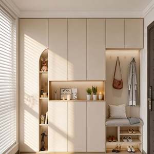 Balom Custom Sloped Ceiling Walk in Closet With Light Wood Cabinet Curved Storage Design and Irregular Space Layout - Product Image 4