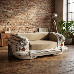 INDUSTRIAL & VINTAGE IRON <b>ANTIQUE</b> OLD AUTOMOBILE CAR DESIGN LIVING ROOM <b>SOFA</b> HOME FURNITURE FARMHOUSE - Product Image 3