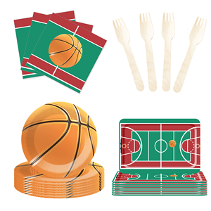 DAMAI - Juego de Platos y Vasos de Papel Desechables con Temática de Baloncesto para Fiestas Infantiles, Artículos para Fiestas de Cumpleaños - Product Image 1