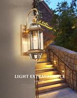 Lampe murale extérieure en laiton rétro Villa, E27, étanche, lampe de jardin avec ampoules halogènes 2700K blanc chaud 90 CRI