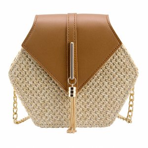 <span class=keywords><strong>Sac</strong></span> à <span class=keywords><strong>main</strong></span> décontracté pour femme, personnalisé avec logo, classique, fait <span class=keywords><strong>main</strong></span>, en paille PP, avec chaîne métallique, petit <span class=keywords><strong>sac</strong></span> hexagonal tendance, durable pour le quotidien - Product Image 1