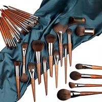 Pinceau à paupières en fibres synthétiques avec manche en bois, ensemble de 37 pinceaux de maquillage, pinceau fond de teint Cangzhou, pinceau correcteur, pinceau