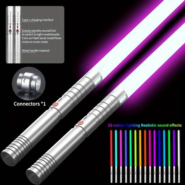 Pixel Lightsaber RGB 15 Colors Laser Combat Sword Jedi Smooth Swing Metal Force Glow Blaster Cosplay Luminous Kids Toys