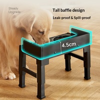 Bols surélevés pour animaux de compagnie en acier inoxydable noir avec support réglable et double bols pour nourriture et eau pour chiens et chats de taille moyenne à grande