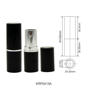 Tube de rouge à lèvres noir, emballage de luxe pour rouge à lèvres, tube de rouge à lèvres en plastique transparent, tube en plastique rond - Product Image 2