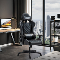 Chaise de jeu ergonomique convertible VANBOW en cuir PU, chaise de bureau pivotante avec repose-pieds massant, chaise de course haute performance