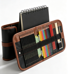 Heshengping – Ensemble de 41 crayons de croquis colorés solubles, crayons <span class=keywords><strong>graphite</strong></span>, fusain, aquarelle, estompes et carnet de croquis 50 pages - Product Image 3