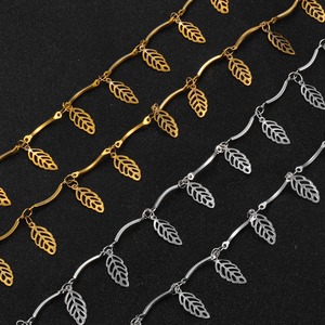 Stainless Steel Handmade <b>Chain</b> Gold And <b>Silver</b> Color Leaf-Shaped Creative DIY High-Quality For Men's And women's Jewelry - Product Image 1