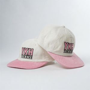 Casquette en velours côtelé non structurée à 6 panneaux bicolore de haute qualité, casquette en velours côtelé à profil bas avec logo personnalisé - Product Image 2