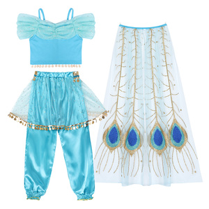 Nueva llegada TV película <span class=keywords><strong>Aladdin</strong></span> Cosplay traje Halloween Navidad niños niñas <span class=keywords><strong>princesa</strong></span> <span class=keywords><strong>Jasmine</strong></span> ropa conjunto con capa - Product Image 2
