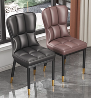 Chaise de salle à manger moderne nordique de luxe léger, revêtement en cuir effet chat, structure en acier, démontable et assemblable pour la maison et les restaurants