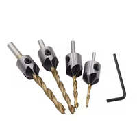 Ensemble de forets à fraiser en titane HSS professionnel 4 pièces 3-6mm alésoir à chanfrein pour projets de bricolage de menuiserie à bois