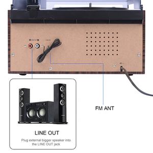 Tourne-disque tout-en-un Gramophone Tourne-disque vinyle avec haut-parleurs externes <span class=keywords><strong>Radio</strong></span> AM FM Lecture de cassettes Bluetooth - Product Image 6