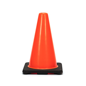 Cône de signalisation routière réfléchissant 45 cm en PVC, style standard, fixation au sol pour avertissement de circulation - Product Image 2