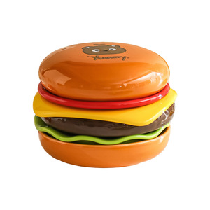 Cross-border customized cute hamburger plate cutlery set, high-value fruit plate for home use, underglaze ceramic dipping dish - Product Image 1
