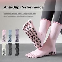 Chaussettes de yoga à cinq doigts pour femmes, logo personnalisé, printemps-été, fines, mi-mollet, silencieuses, antidérapantes, avec points en silicone, pour l'entraînement au Pilates