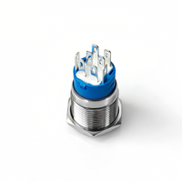 Interrupteur à bouton-poussoir LED annulaire 16mm 19mm, tête plate en métal, momentané ou à enclenchement, pour panneau de commande industrielle
