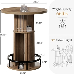 Tavolo da <span class=keywords><strong>Bar</strong></span> Alto Moderno di Nuovo Design 2026, Tavolo da <span class=keywords><strong>Bar</strong></span> Rotondo Alto con Mobiletto Vini Integrato per Cucina e Home <span class=keywords><strong>Bar</strong></span> - Vendita Calda - Product Image 2