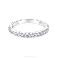 Starsgem 925 ayar gümüş yüzük Eternity Band DEF VVS Moissanite taş alyanslar kadınlar için