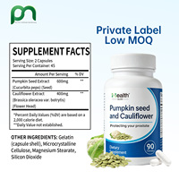 Capsules de graines de citrouille, extrait pur de chou-fleur, compléments alimentaires à base de plantes de qualité supérieure pour hommes et adolescents, végétaliens, faibles en gras, 90 capsules par jour