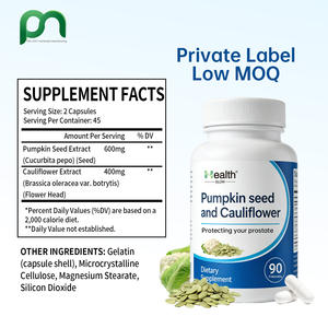 Capsules de graines de citrouille, extrait pur de chou-fleur, compléments alimentaires à base de plantes de qualité supérieure pour hommes et adolescents, végétaliens, faibles en gras, 90 capsules par jour - Product Image 2