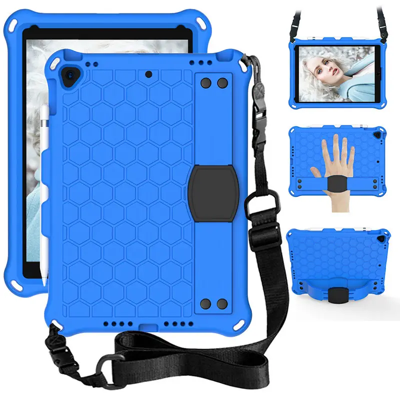 Flexible EVA smart case with shoulder strap comfortable handle pencil slot for iPad 10.2 Air 10.5 Pro 10.5 inch universal cover