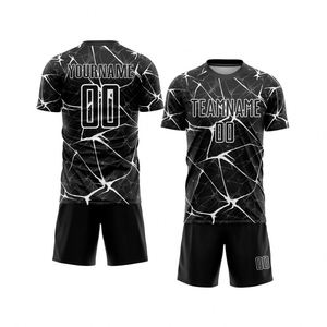 Conjunto de camiseta de fútbol con patrón abstracto, camiseta y pantalones cortos de entrenamiento de secado rápido transpirables de manga corta para hombres y jóvenes - Product Image 1