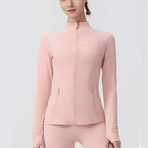 Gold Zipper <b>Women</b> Seamless Breathable Nylon Spandex Workout Yoga <b>Jackets</b> Quick Dry Stand Neck Gym <b>Jacket</b> - Product Image 6