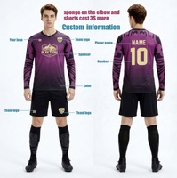 Ensemble d'équipement de gardien de but : Maillot rembourré à manches longues/courtes, pantalon ou pantalon de survêtement, ensemble uniforme de football violet