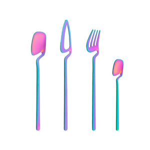 Spoon Knife <b>Fork</b> Set Color Stainless Steel Coffee Creative Hanging Cup Spoon <b>Dessert</b> Knife <b>Fork</b> Flatware Set - Product Image 1