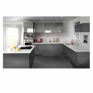 Gray Glossy Furniture Full <strong>Free</strong> <strong>Standing</strong> Sink Flat Pack Fitted Fireproof Exclusive Economical Design <strong>Kitchen</strong> <strong>Cabinet</strong> - Product Image 1