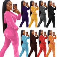Novedad 2025 Productos en Tendencia de Gran Venta Conjunto de Terciopelo de 2 Piezas con Bolsillo y Cremallera Chándales de Felpa para Mujer Conjunto Combinado de Dos Piezas