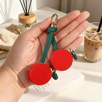 Porte-monnaie créatif et mignon en forme de fruit, en cuir PU durable, mini portefeuille, pochette porte-clés, sac organisateur, avec breloque imprimée en sérigraphie