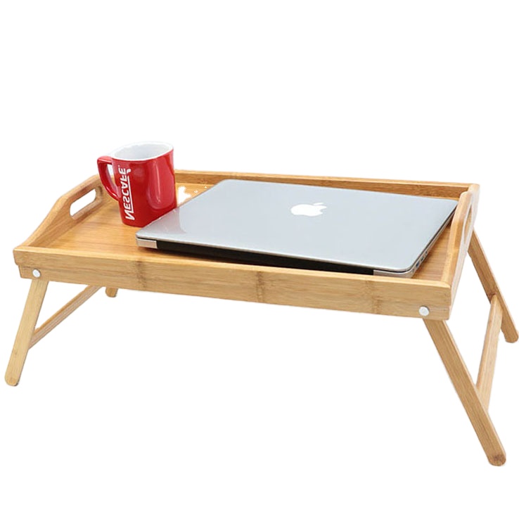Складной Бамбуковый стол для ноутбука с ручкой и ножками, складной стол-подставка, Регулируемый Поднос, компьютерный стол, завтрак, кровать